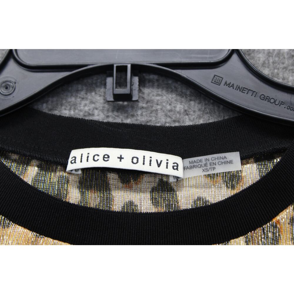 Alice & Olivia Piera Silk Blend Tee In Metallic Spotted Leopard Print XS - Picture 3 of 6
